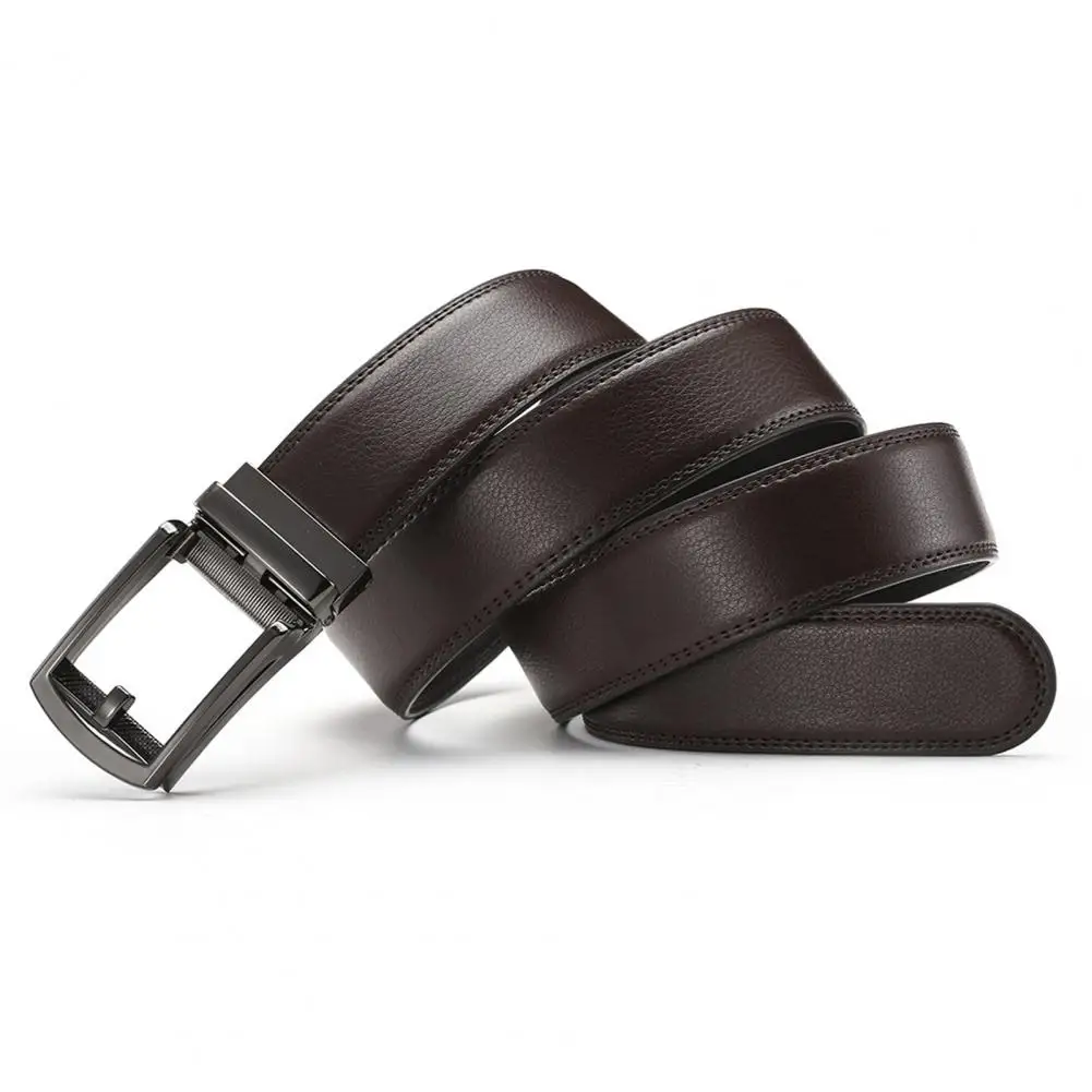 

Holeless Waistband for Men Stylish Men's Faux Leather Belt with Micro Automatic Buckle Scratch-resistant Design for Men