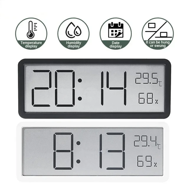 Elegant LCD Digital Wall Clock for Home Battery Powered Features Time Temperature & Humidity Display Ideal Desktop Clock 1