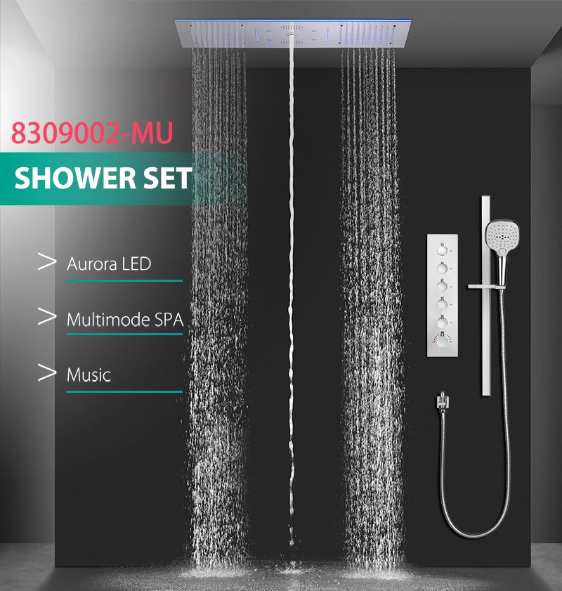 900x300mm 36x12Inches High Quality Ceiling Shower Head Panel Faucet Set Bluetooth Music Constant Temperature Mixer Valve Kit