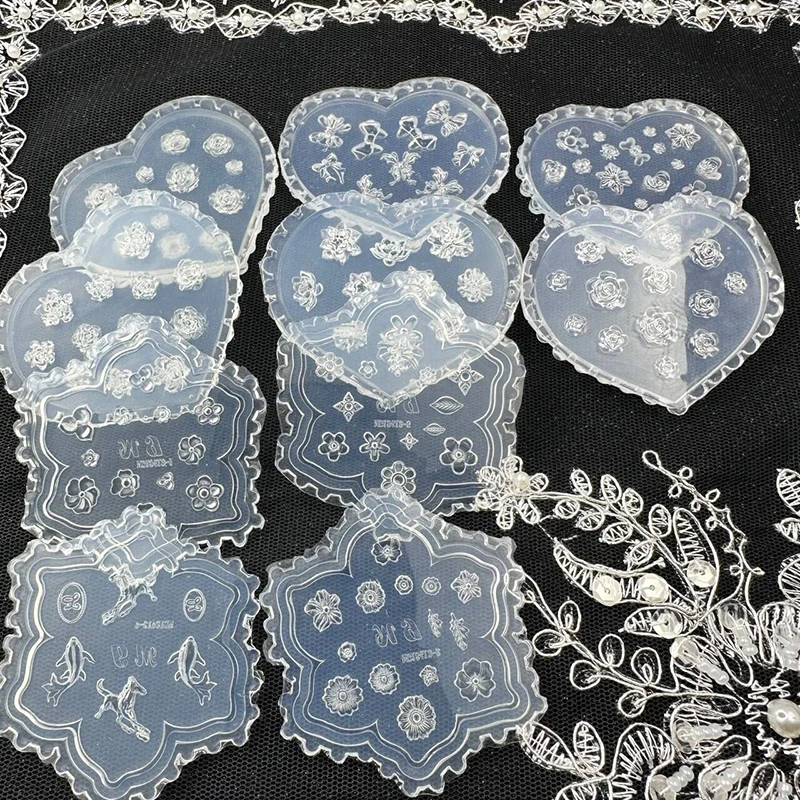 새로운 3D 실리콘 꽃 잎 나비 디자인 네일 아트 조각 템플릿 네일 몰드 매니큐..