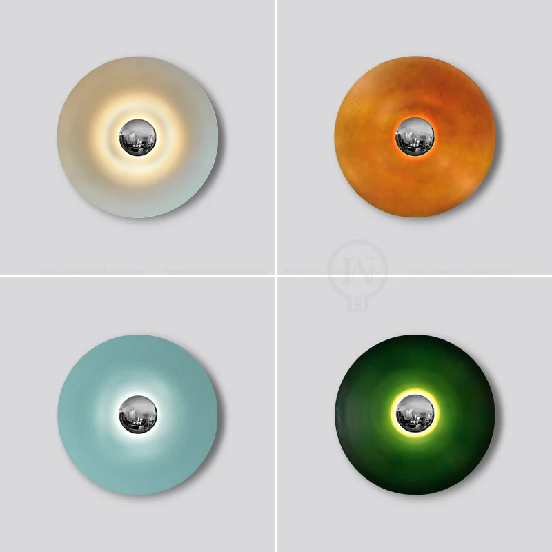 Modern led wall light Round iron wall lamp Nordic creative color living room TV home decor lighting fixture stair bedside lamps