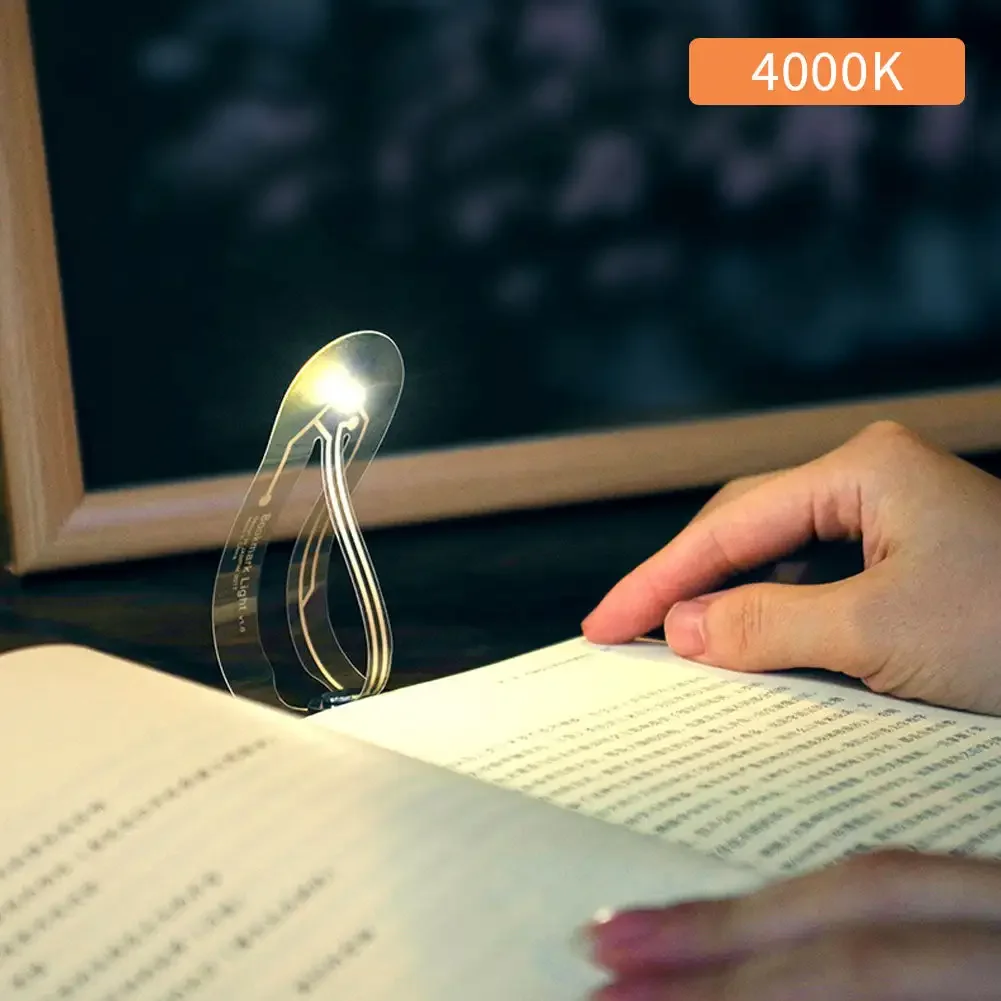 Portable Mini LED Bookmark Light 4000K Eye Protection Mini Night Light Reading Clip Books Bookmarks Read Books