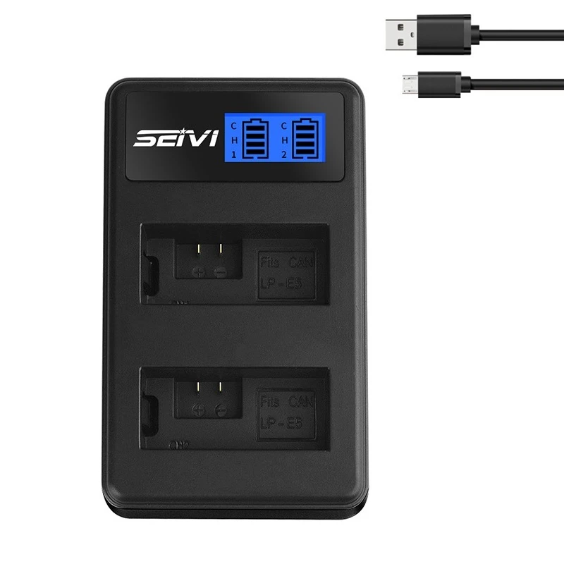 Lpe5 Lp-E5 Lcd Usb Dual Slot Charger Per Canon Camera Battery Lp-E5 Lp E5 Eos 450D 500D 1000D Kiss X3 Kiss F Rebel Xsi