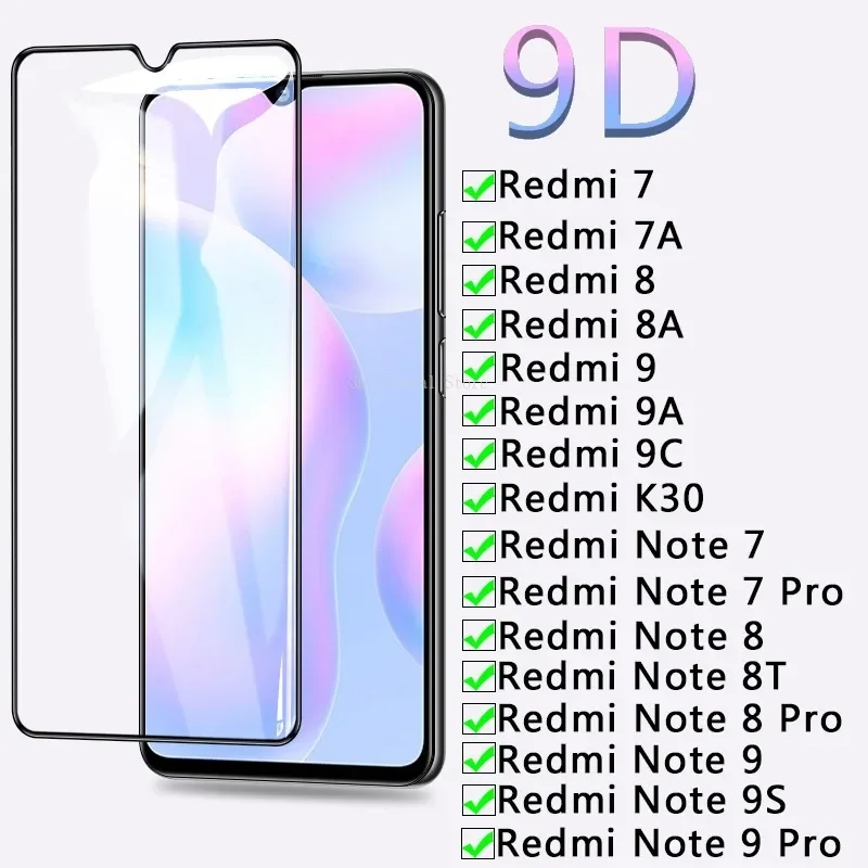 

9D Protection Glass For Xiaomi Redmi 7 7A 8 8A 9 9A 9C K30 Screen Protector For Redmi Note 7 7 Pro 8 Pro 8T 9 9S Pro Glass Film