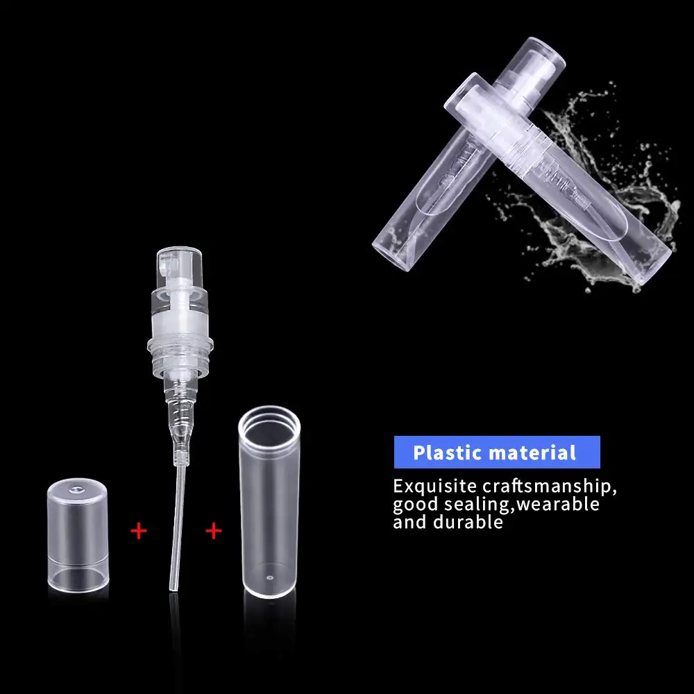 50Pcs 2ml 3ml 5ml Mini Plastic Spray Empty Bottle Portable Fragrance Perfume Atomizer Refillable Mist Container for Travel Party, perfume atomizer, refillable bottles