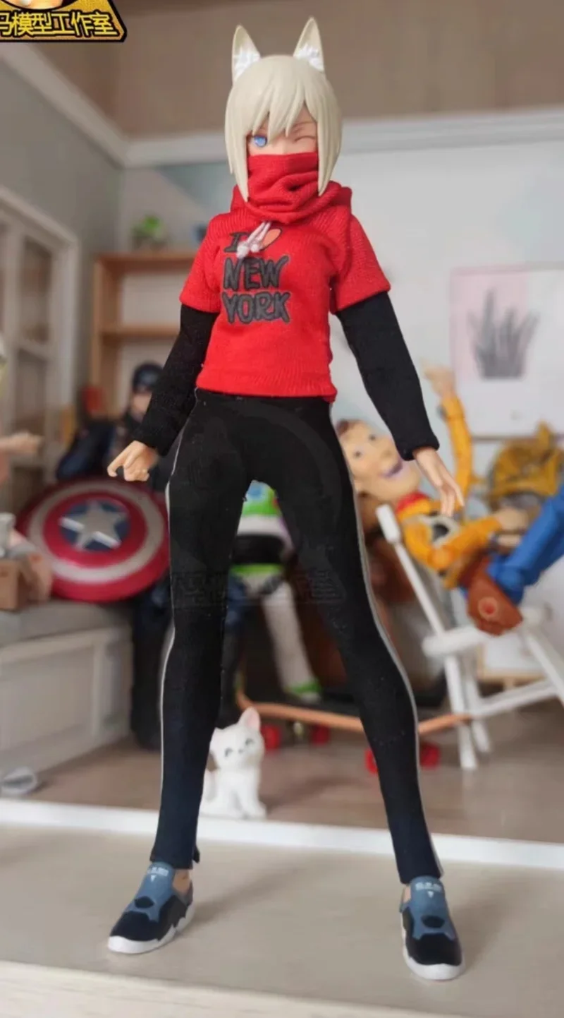 

1/12 Female Faceclothes Red Shirt&pants Model for 6'' 30ms Shf Tbl Dolls Toys