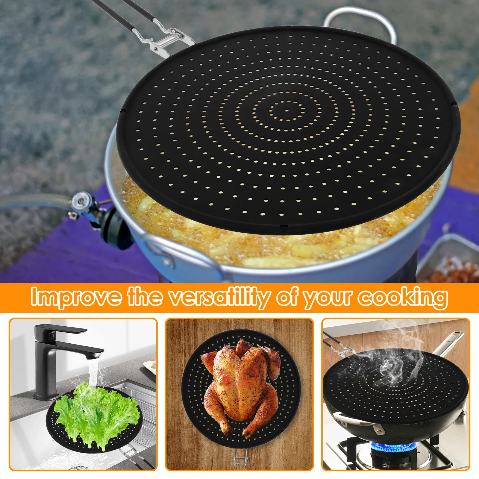 2Pcs Cooking Frying Safe Anti Splatter Guard Oil Net Grease Splatter Screen Pan Mesh Guard Screen Splash Cover Kitchens Tools
