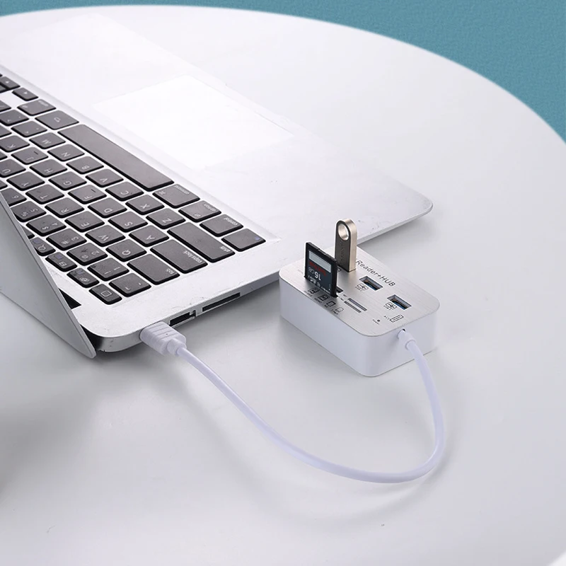 Adaptador de Leitor de Cartão de Memória 7in Portas Usb tipo c 3.0 Hub Portas Expansor sd tf Msm2 Mmc Disco u pc Laptop Mouse Teclado - Imagem 2