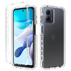 Moto G Power Crystal Clear Shockproof Protective Case with Hard Bumper and Soft TPU for PC and TPU (Clear)