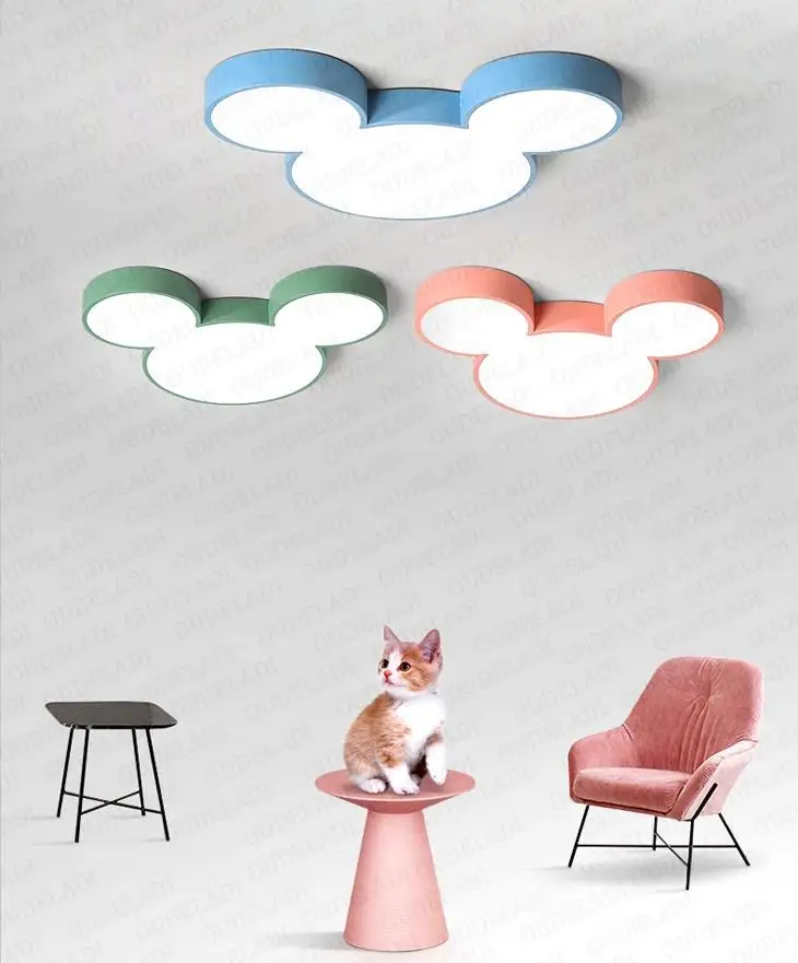 Nordic Macaron Mickey LED Ceiling Lamp Side View