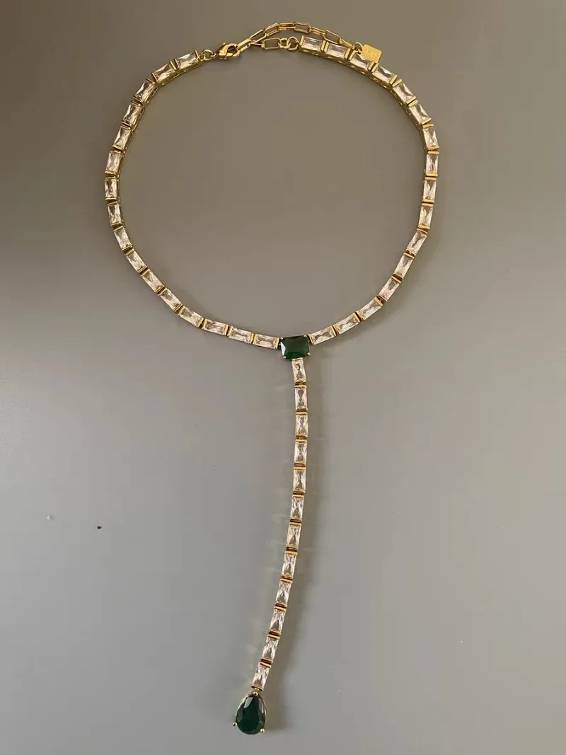 

Timeless Wonder Fancy Zircon Geo Y Chains Necklaces for Women Designer Jewelry Goth Runway Trendy Sweet Rare Luxury Top Mix 4526