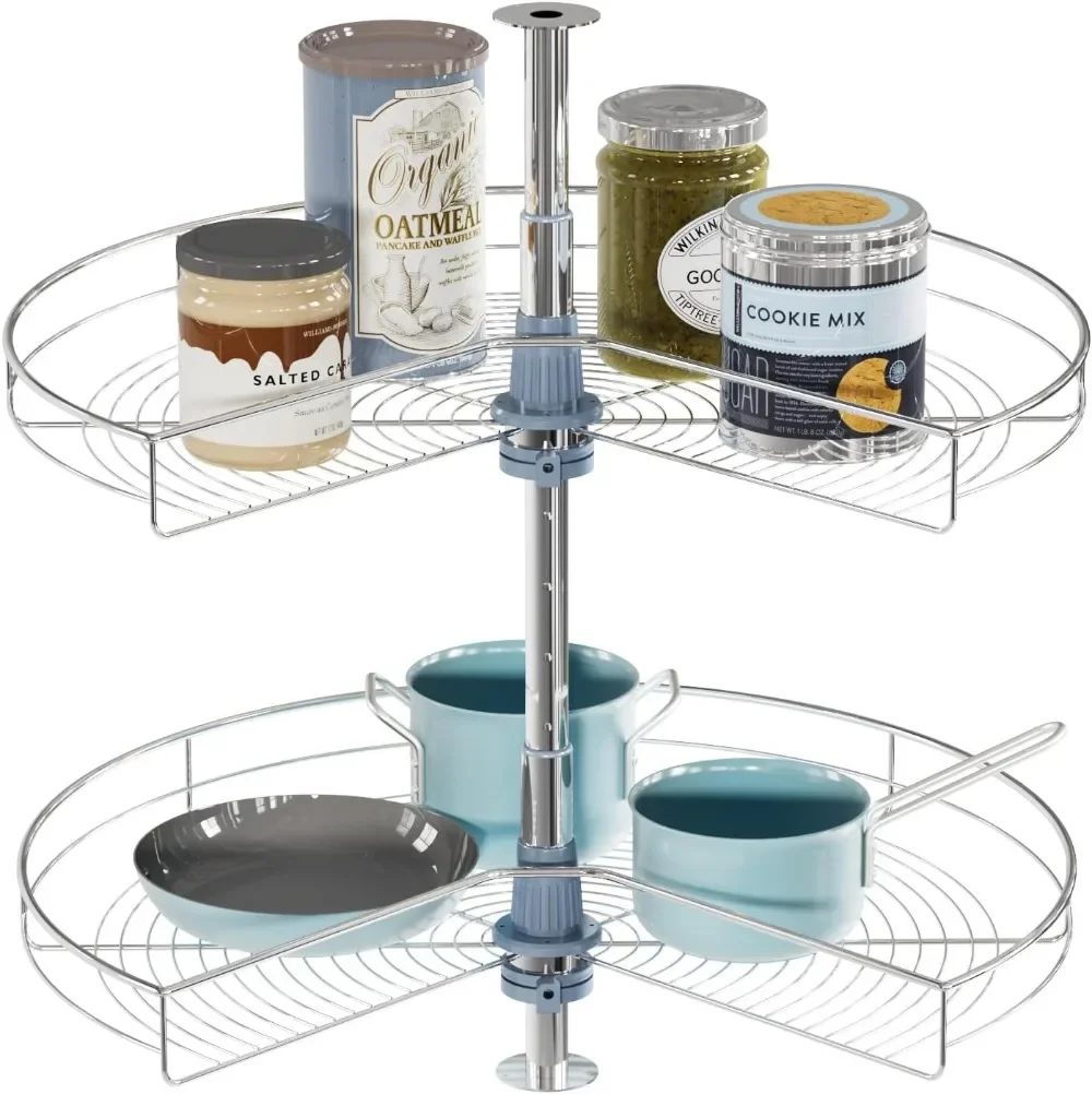 DOWELL 24 Inch Kidney Chrome Lazy Susan - 2-Shelf Corner Cabinet Organizer For Kitchen - View #6