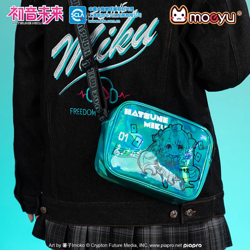 Moeyu Vocaloid Miku Crossbody Bag Messenger Men Women Purse Shoulder Chest bag Hatsune Cosplay Laser Handbag Wallet Anime Bags