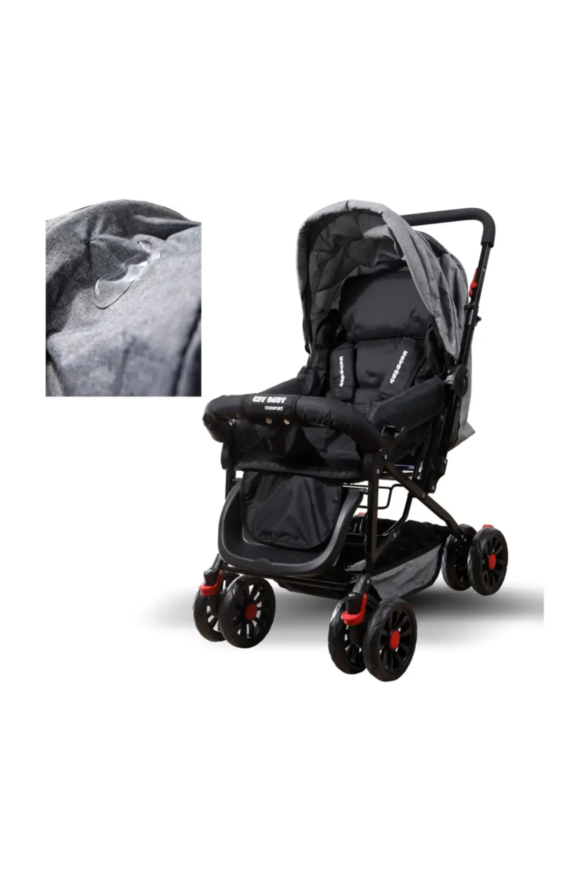 Carry Capacity: 15 kg Two-Way Full Retractable Awning Baby Stroller-Back tekerlerde brake system