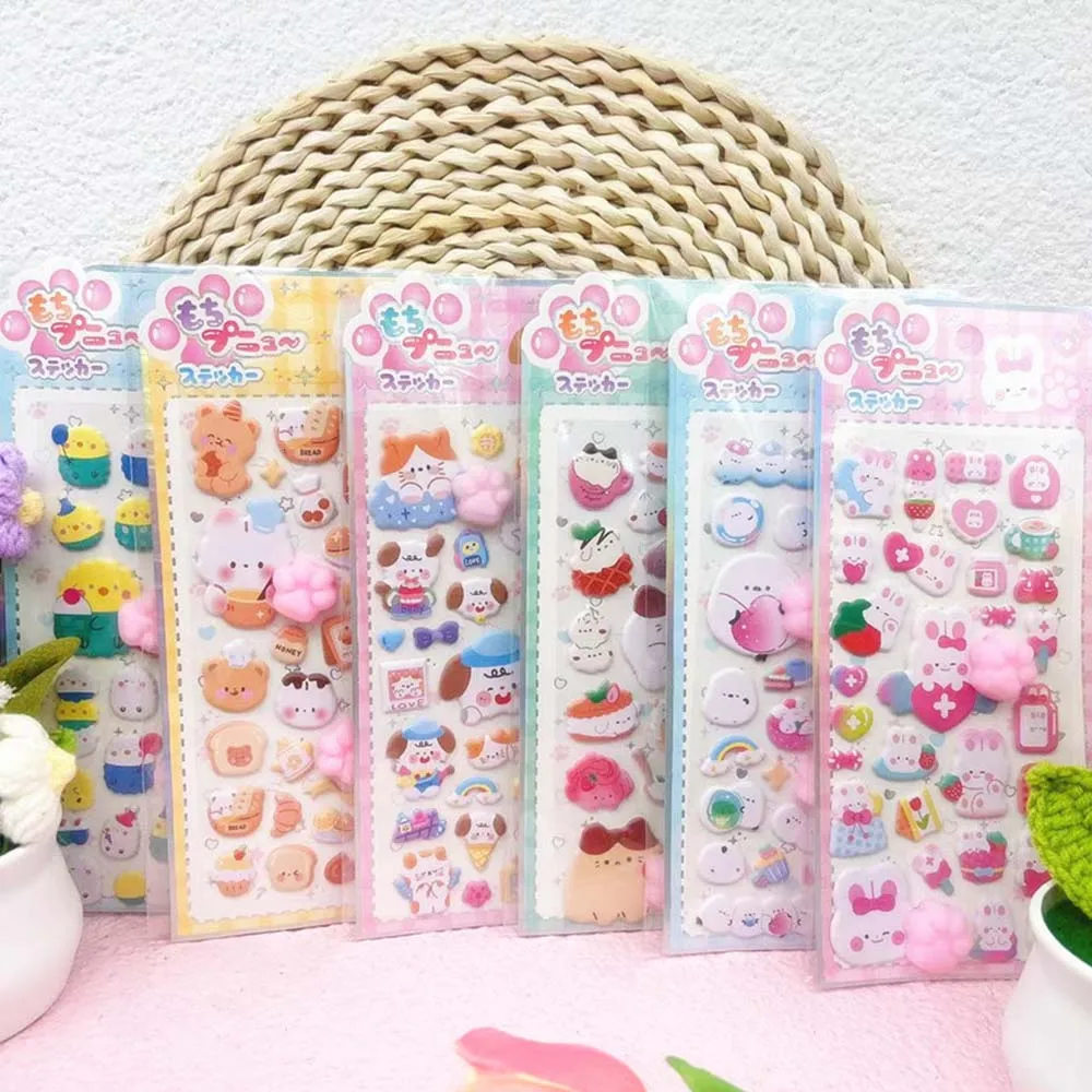 Cartoon Soft Cat Claw Pinch Decompression 3D Sticker DIY Scrapbook Phone Case Decoration Puffy Stickers