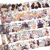 5Rolls/Set PET Tape Halloween Washi Masking Tape Decorative Adhesive Stickers For Scrapbooking Journal Aesthetic Stationery 1