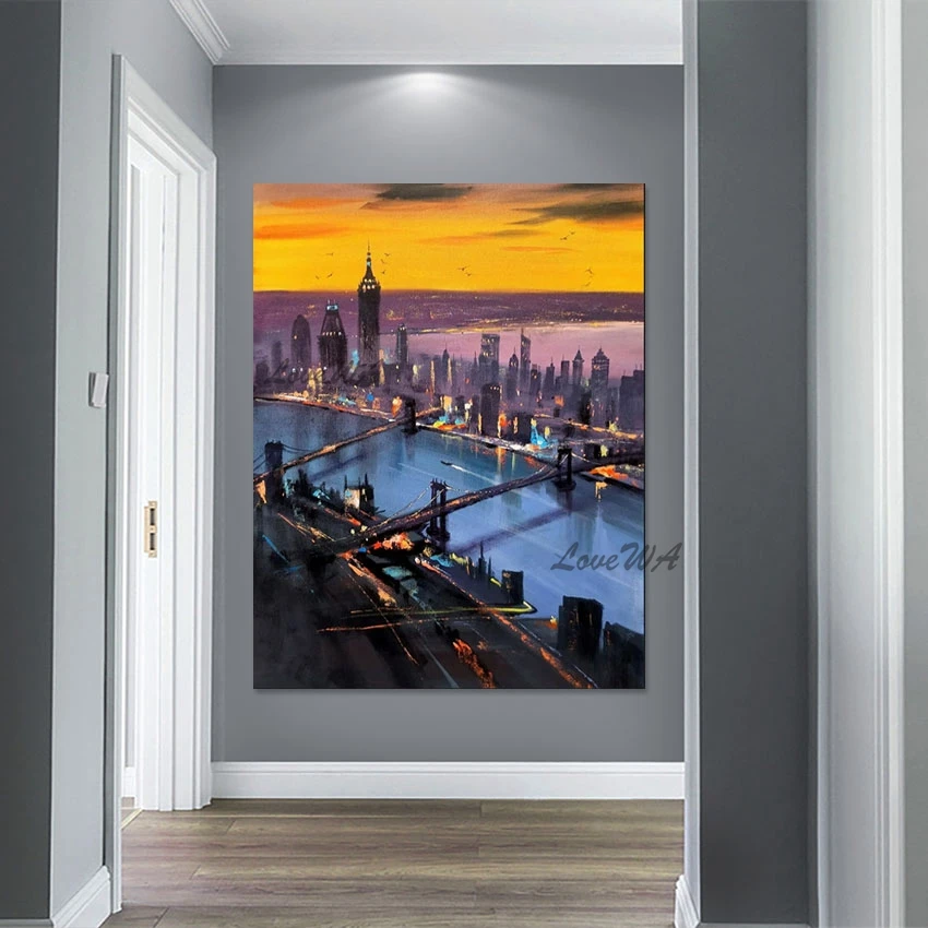 

Beautiful Cities Handmade Scenery Oil Painting On Canvas Modern Wall Hangings Home Decoration Pieces Luxury Interior Picture