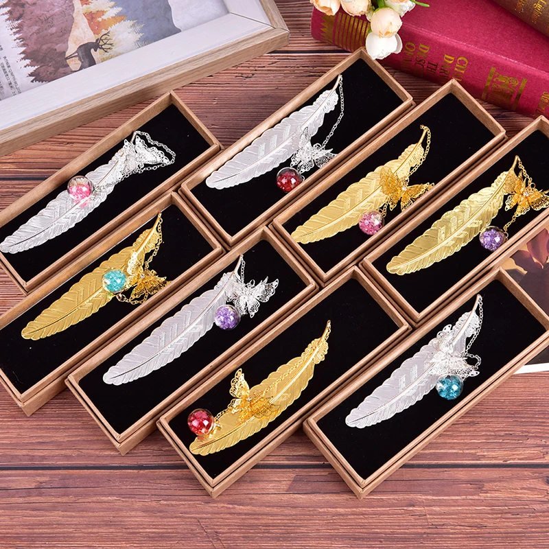 

1PC Metal Feather Bookmarks Classical Chinese Style Creative Book Reading Art Gift