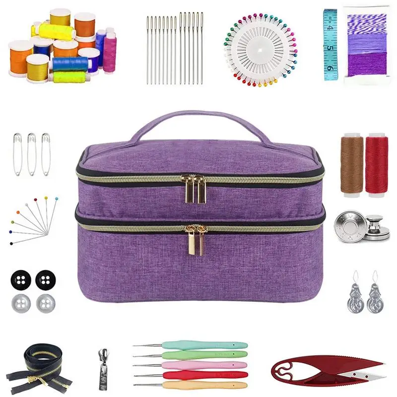 Sewing storage bag Double-Layer Yarn Knitting Tote Bag Handbag craft storage sewing Basket Organizer For Sewing sewing storage box yarn storage bag yarn storage organizer