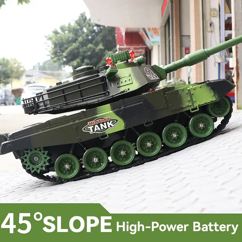 44CM Remote Control Tank 2.4G Large Rc Tank Military Vehicles Battle Fight Launch Off-Road Crawler Electric Toys for Kids Gift