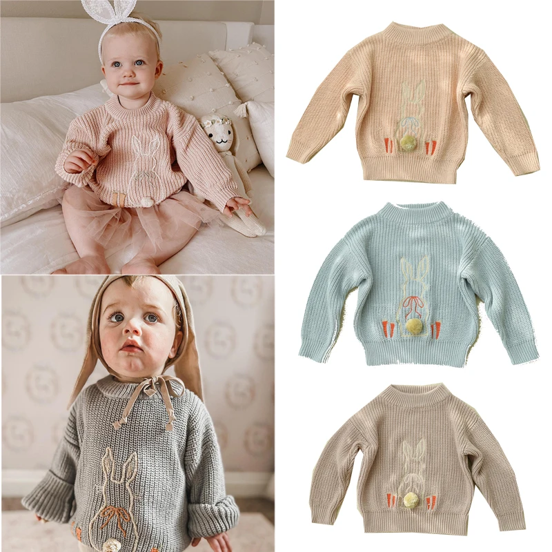 Toddler Girl Cardigan Wawa Brand 2022 New Winter Knit Sweater Baby