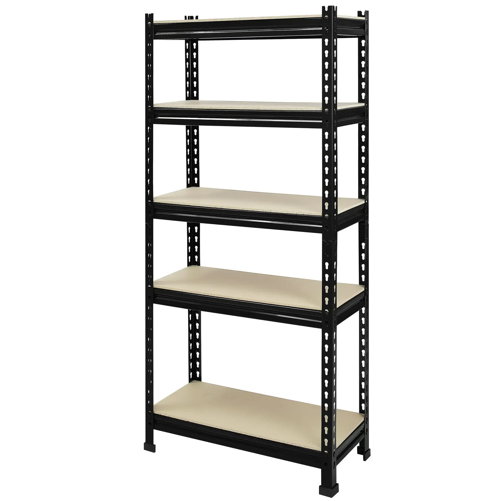 Buxwellbang 5 Tier Adjustable Storage Shelves Metal Shelf for Adult Garage Warehouse, 28 x 12 x 59, Black