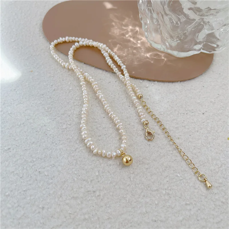 

Natural Freshwater Pearl Hot Sell Trendy Simple Ball Design 14K Gold Filled Ladies Chain Necklace Jewelry For Women Cheap Gifts