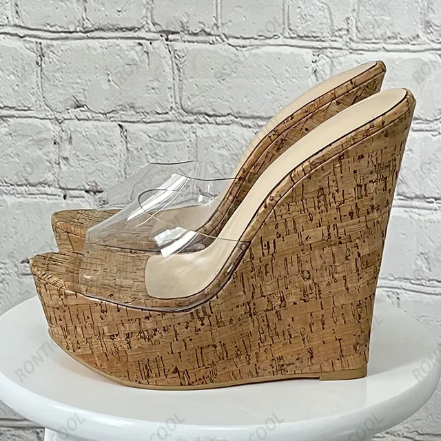 Kork High Heels Sandaletten 44 Ronticool Handmade Women Summer