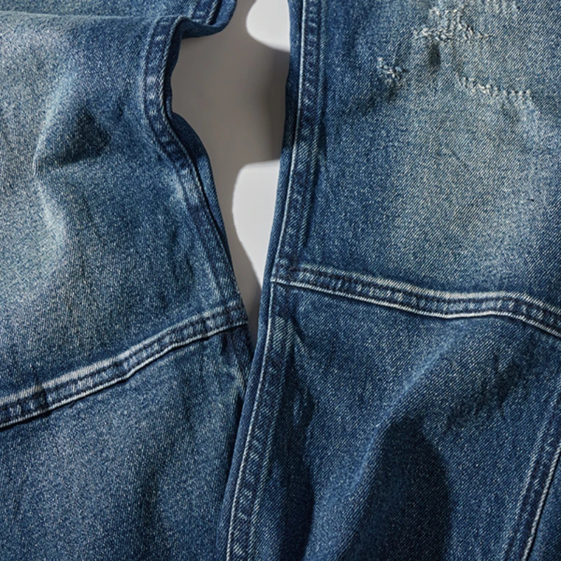 Thickened autumn and winter American heavy retro jeans men's straight tooling New Amikaji thickened stretch pants