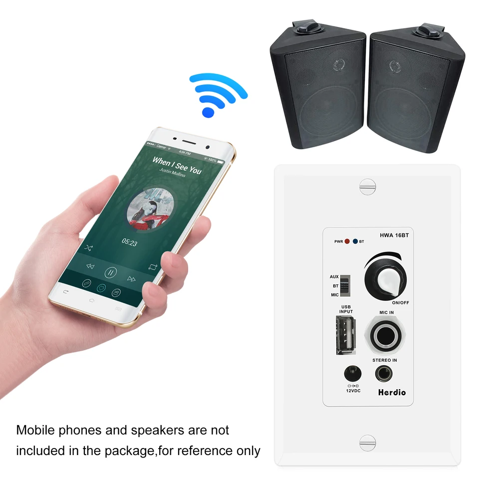 Herdio ホーム オーディオ パッケージ ウォール マウント オーディオ コントロール アンプ レシーバー システムと天井の HCS-418 バスルーム キッチ(並行輸入品) Herdio ホーム オーディオ パッケージ ウォール マウント コントロール