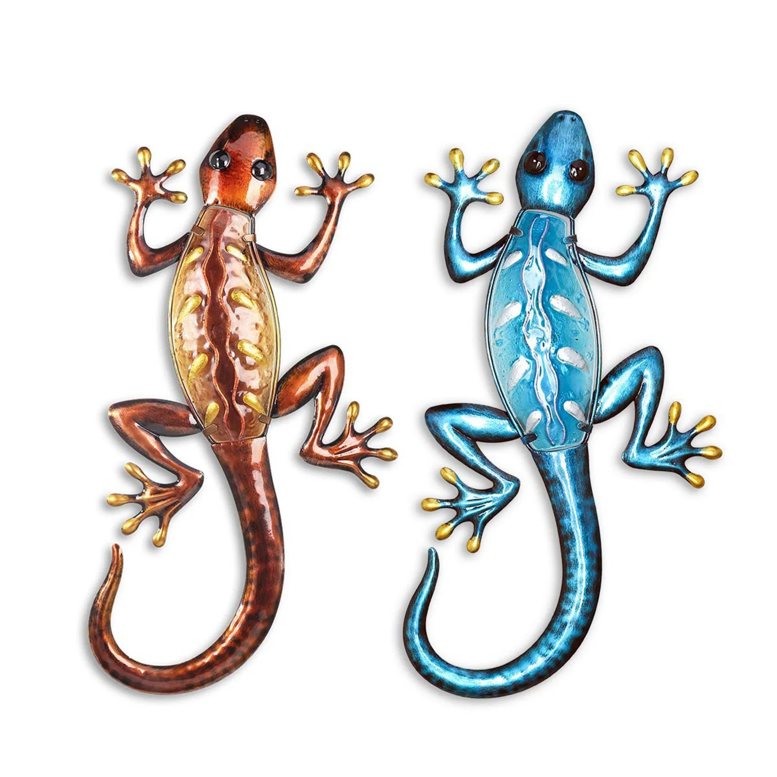 

Retro Iron Gecko Statue Wall Art Ornaments Rustic Metal Lizard Sculptures Creative Animal Crafts Figurine Home Garden Decor