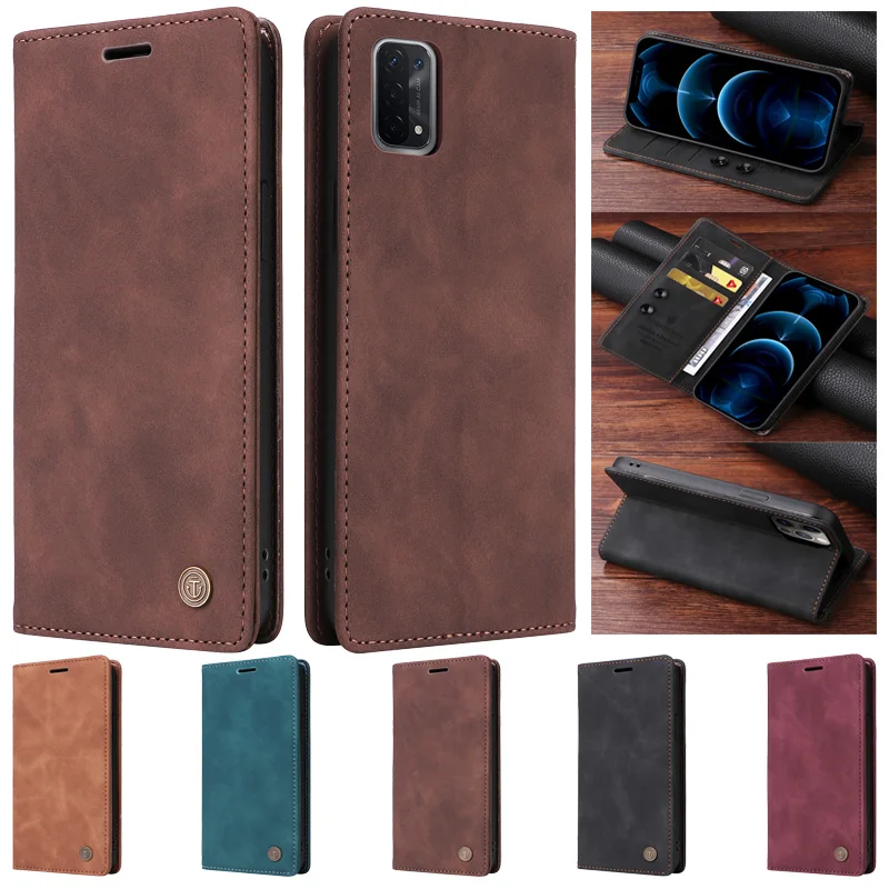 Vintage Leather Suction Cup Flip Case with Stand and Book-Style Design