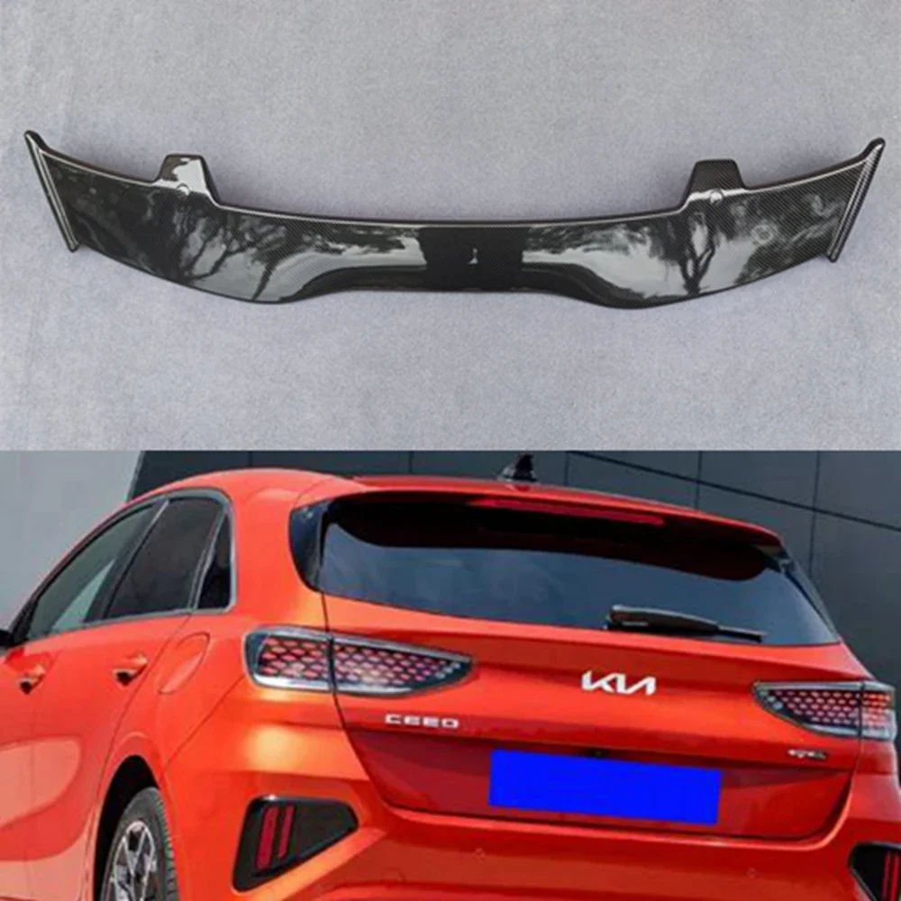 

Высококачественный АБС-материал для KIA Ceed 2012- 2022, спойлер из углеродного волокна, вид на крышу хэтчбека, комплект аксессуаров для заднего крыла