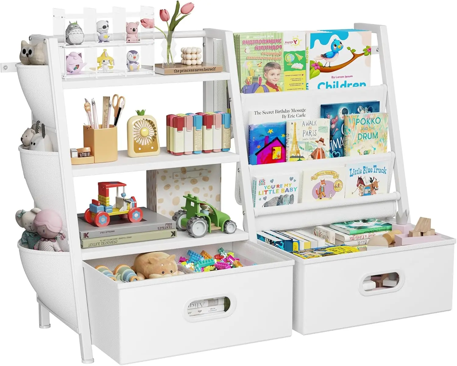 3-Tier Kids Bookcase with Toy Bins 3