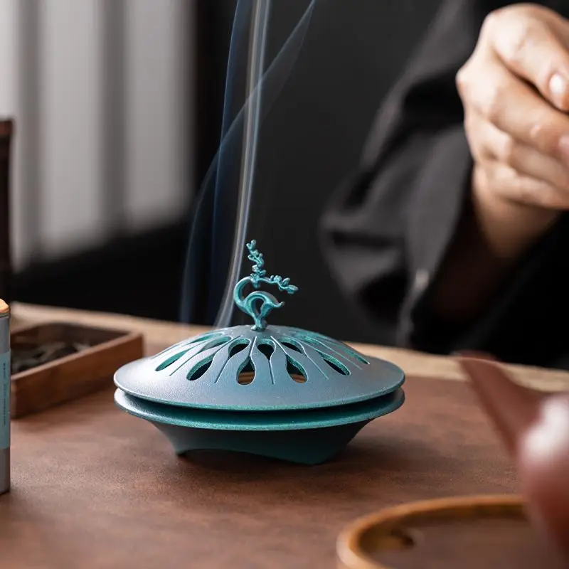 Backflow Incense Holder Retro Zinc Alloy Hollow Fragrance Censer Lucky Deer Incense Burner Home Decor Halloween Decorations