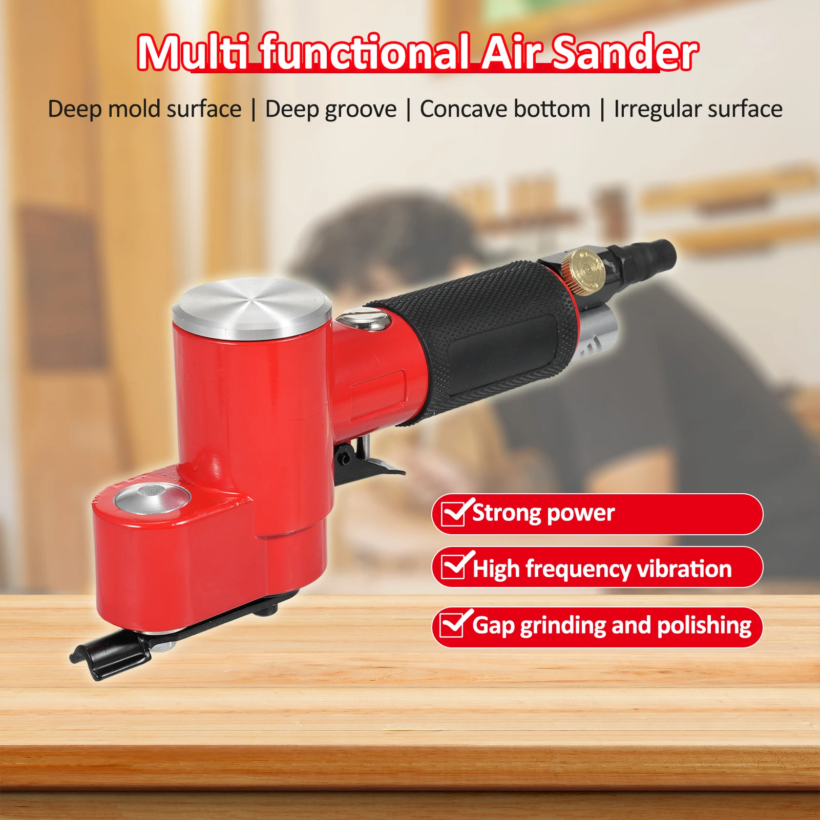 YC2621 Reciprocating Pneumatic Grinding and Polishing Machine Mini Straight Line Air Sander Pneumatic Sander Air-Operated