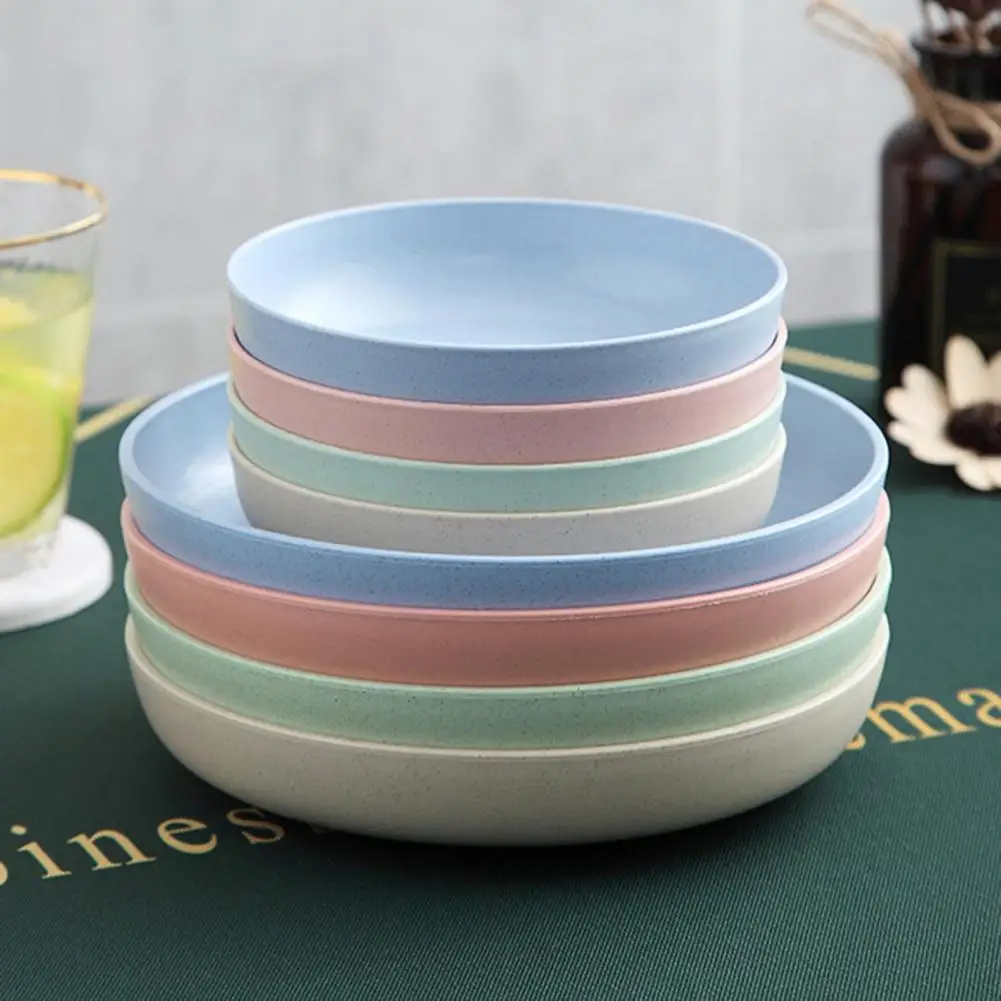 Dinner Plate Solid Color Smooth Surface Easy Cleaning Microwave Safe Food Grade Tableware Round Shape Anti-Slip plastic plates