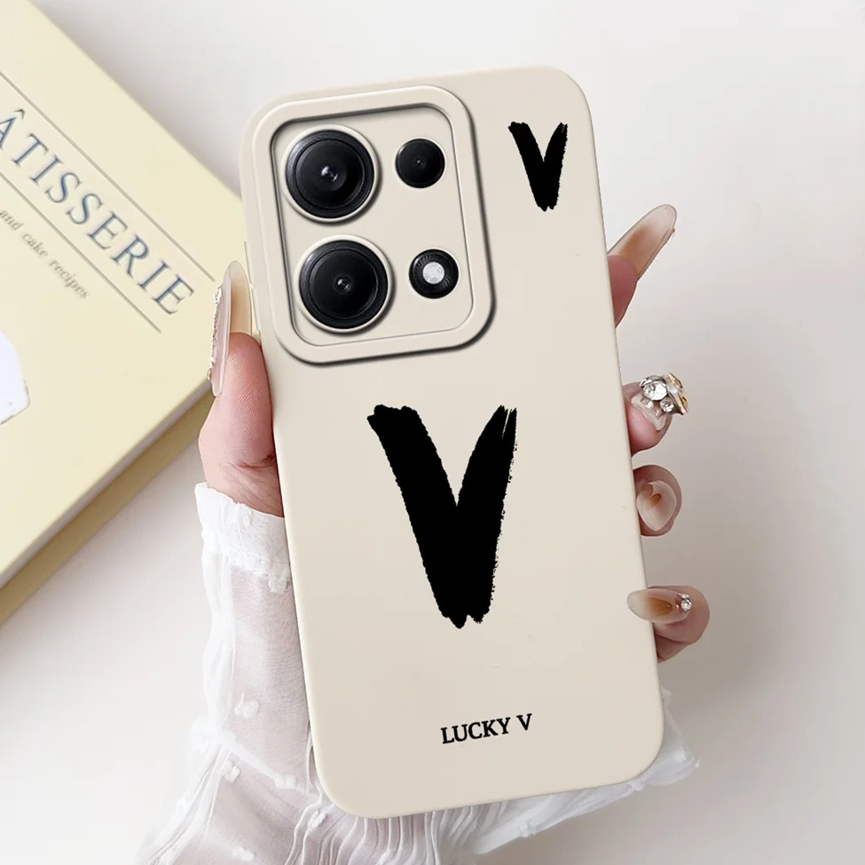 4G For Redmi Note 14 14S 14Pro Back Cover For Redmi Note 14 Pro 4G Case Simple Fashion A-Z Letters Pattern Design Silicone Funda