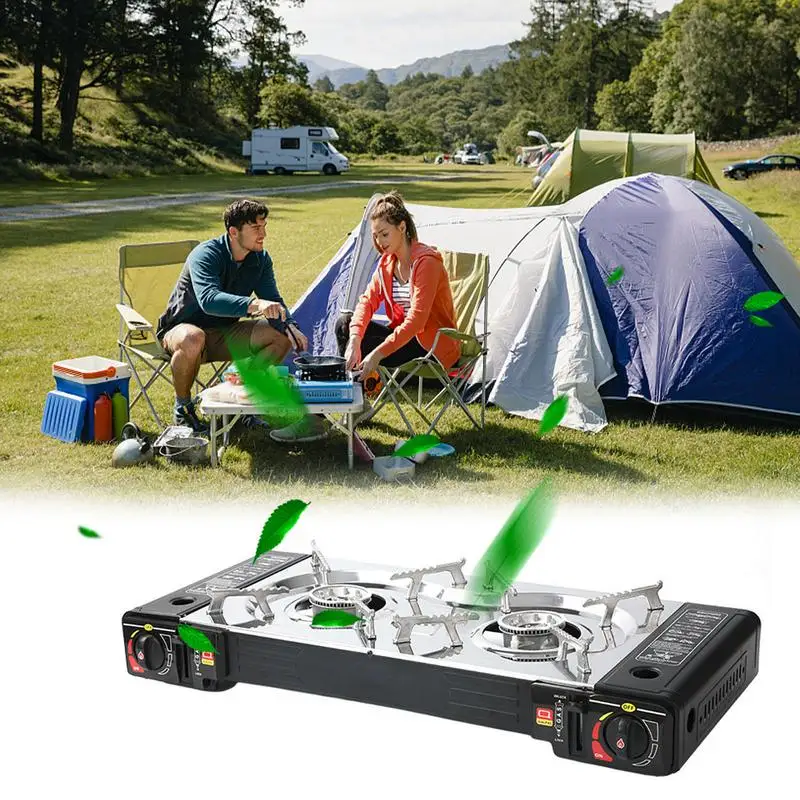 Portable Gas Stove Strong And Durable Double Stove Cooktop Multiple Protection Small Gas Range Suitable For Outdoor Home