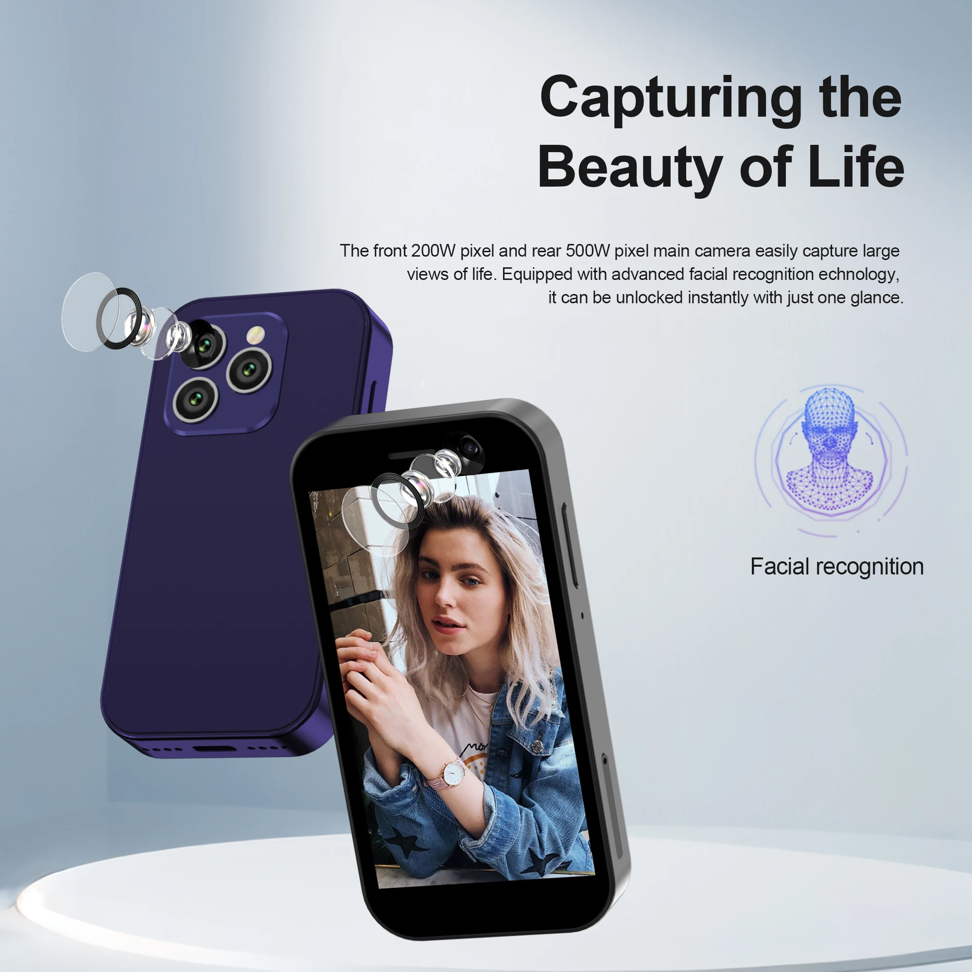 SERVO KING8000 Android Mini Smartphone 4G LTE 2GB+16GB Play Store GPS Face Unlock Wi-Fi 3.0" Cute Tiny Smart Phone 2 SIM Standby