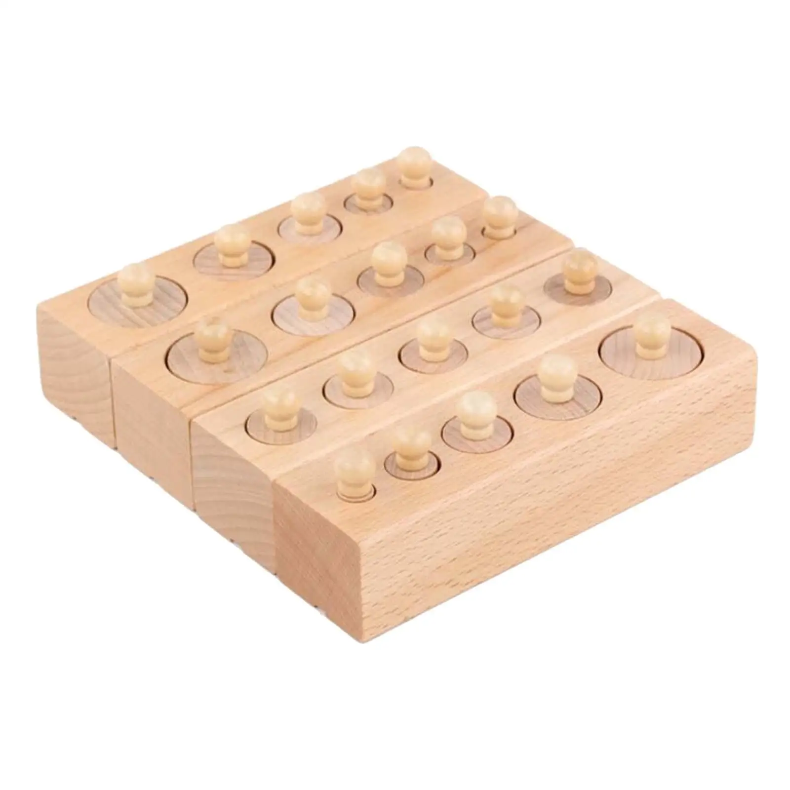 4Pcs Wooden Cylinders Ladder Blocks Early Development Coordination Montessori Knobbed Cylinders for Home School Childern Baby