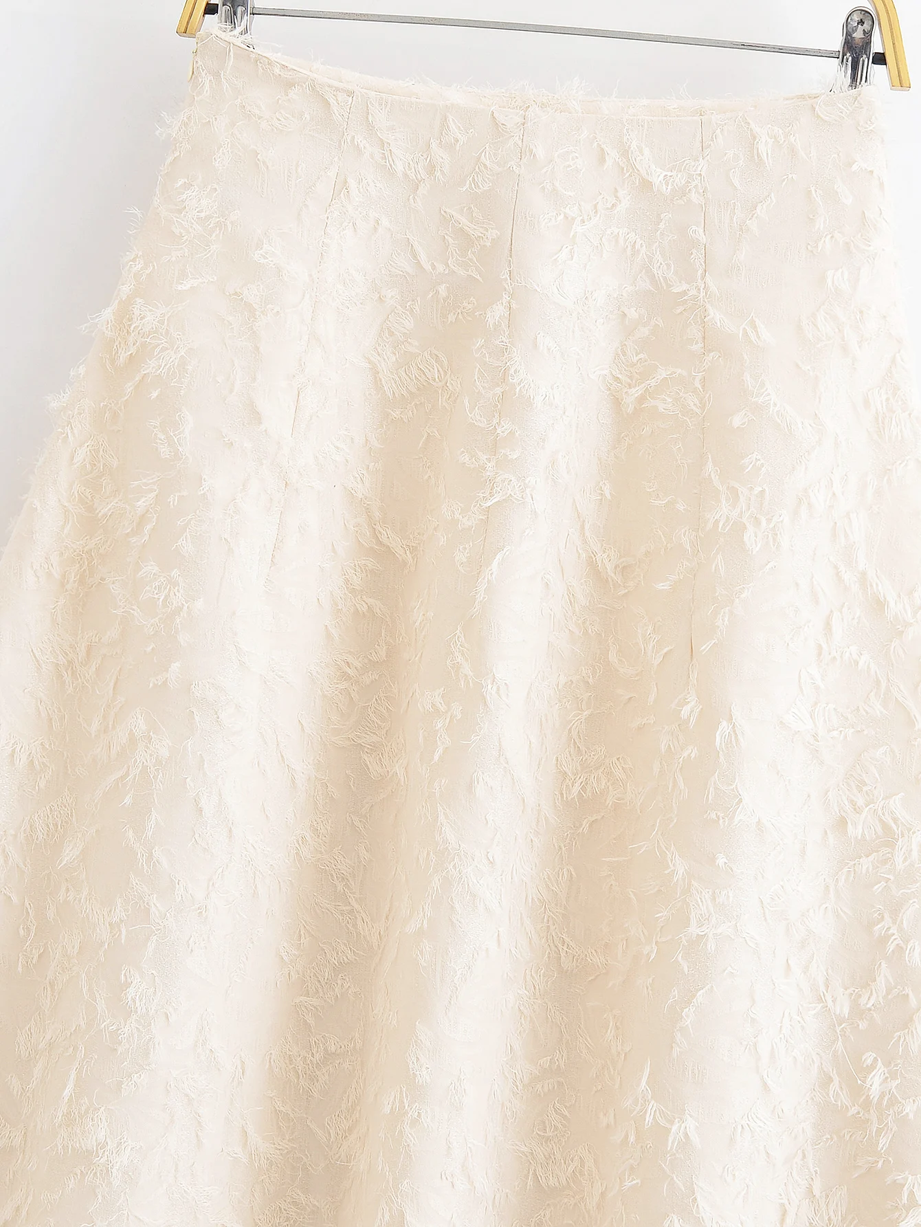 Women's Spring Autumntassel Trim Furry Umbrella Skirt Midi Skirt Female Casual Versatile Half Skirt Lady High Waist A-Line Skirt