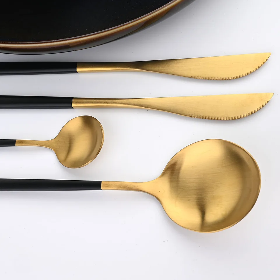 Gold Stainless Steel Dinnerware Set 24 Pieces