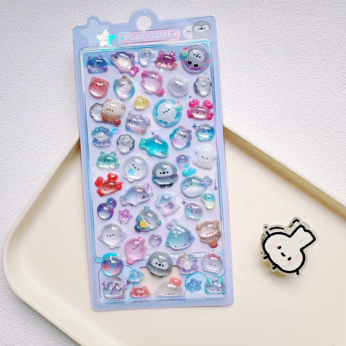 Creative Candy Ghost Rabbit Drop 3D Relief Stickers Scrapbooking Diy Diary Stationery Sticker Decor Cute Aesthetic Stickers