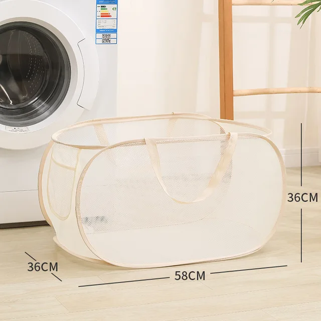 Horizontal Foldable Laundry Basket Mesh Cloth Breathable Laundrys