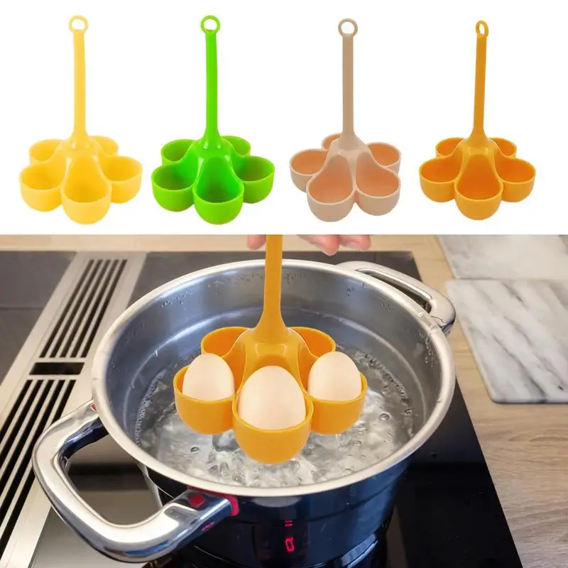 EggBoilerHolderHeatresistantSiliconeEggSteamerTrayWith5Grids