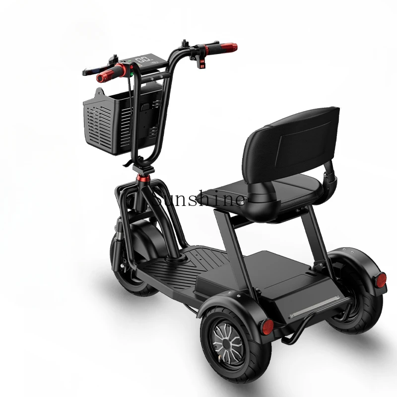 The elderly folding tricycle adult walking pick up children parent-child seat electric tricycle