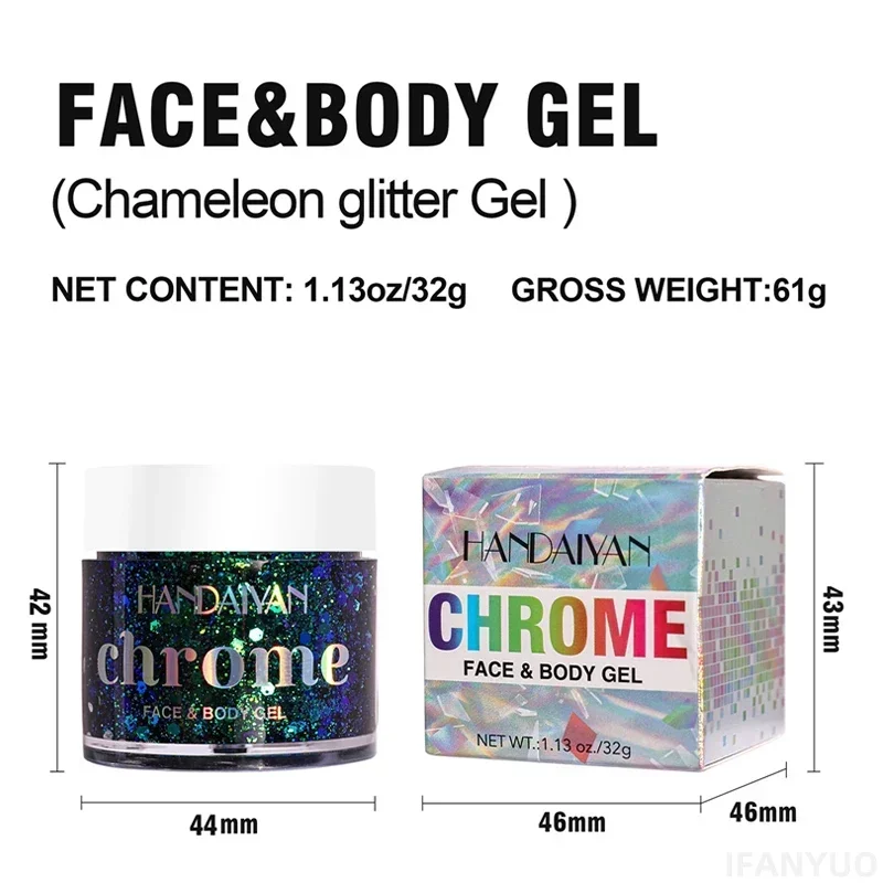HANDAIYAN 6 Colors Upgraded Glitter Paste Chameleon Flash Cream Eye Hair Body Face Glitter Gel Art Festival Party Glitter Deco 6