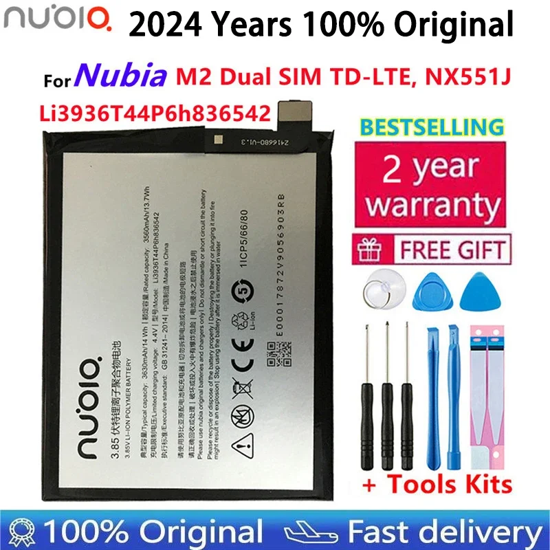 Batteria Originale Muslimah 3630Mah Per Batteria Zte/Nubia Nubia M2, Nubia M2 Dual Sim, Nubia M2 Dual Sim Td-Lte, Nx551J