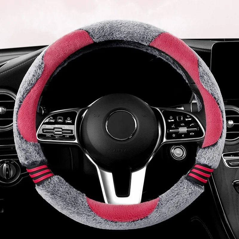 

New Car Steering Wheel Covers Winter Soft Warm Plush Steering Wheel Cover 37-39cm Universal Auto Interior Decoration Accessories